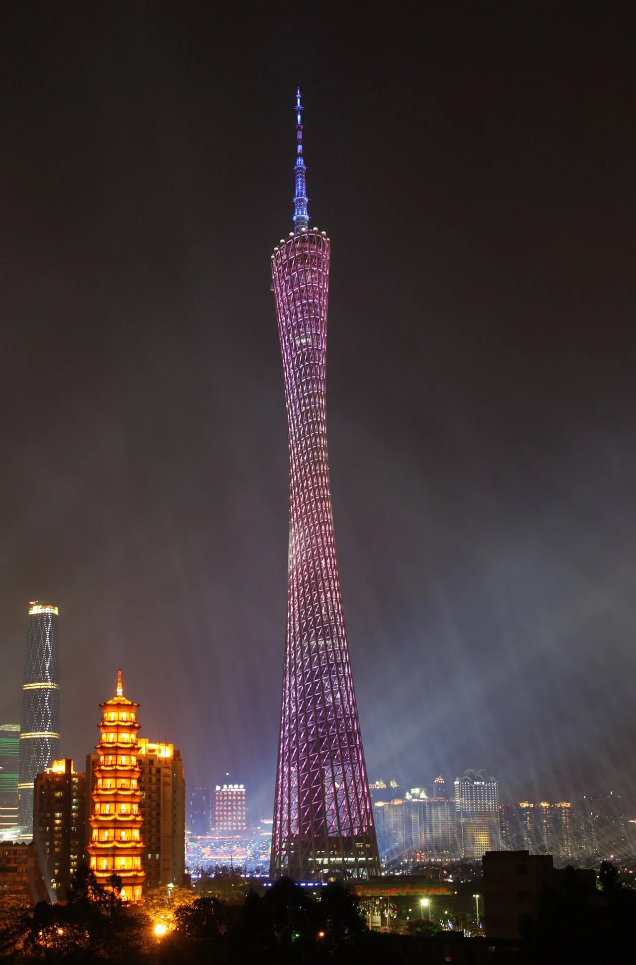 Canton tower in asian games opening ceremony