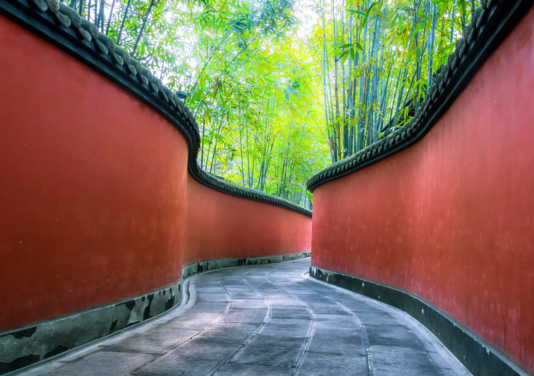Red-wall corridor at Wuhou Shrine